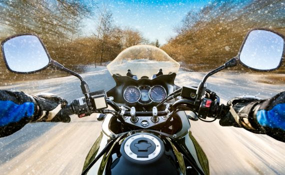 riding a motorcycle in the winter